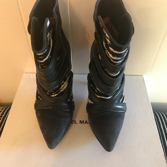 ISABEL MARANT Tacy Suede Zebra Printed Pony Bootie - Picture 5 of 13